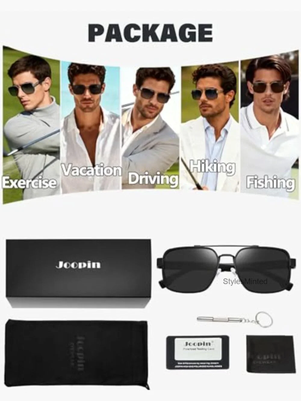 Square Aviator Sunglasses Polarized UV400 Double Bridge Metal Frame